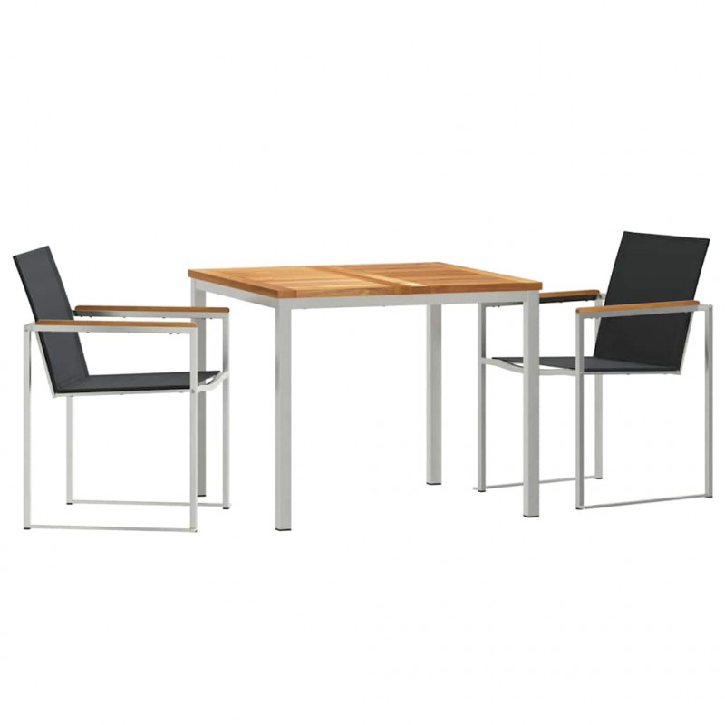 Zestaw do jadalni w ogrodzie 3 pcs Brązowy Lite drewno teakowe