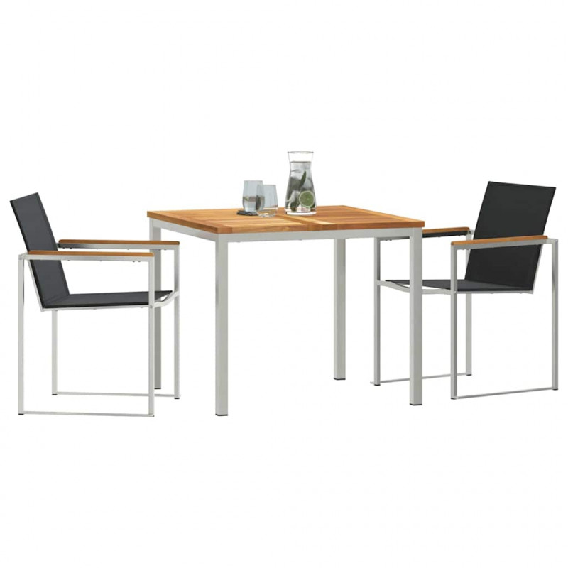 Zestaw do jadalni w ogrodzie 3 pcs Brązowy Lite drewno teakowe