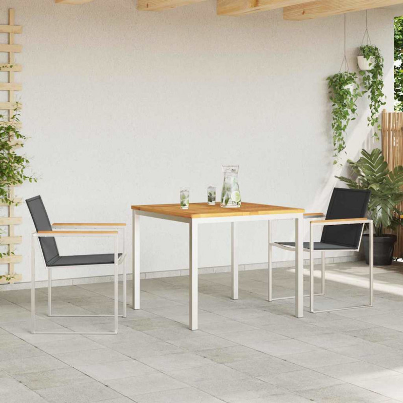 Zestaw do jadalni w ogrodzie 3 pcs Brązowy Lite drewno teakowe