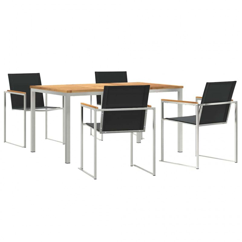 Zestaw do jadalni w ogrodzie 5 pcs Brązowy Lite drewno teakowe