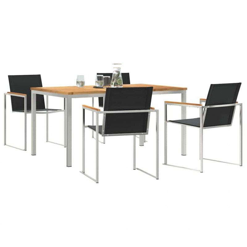 Zestaw do jadalni w ogrodzie 5 pcs Brązowy Lite drewno teakowe