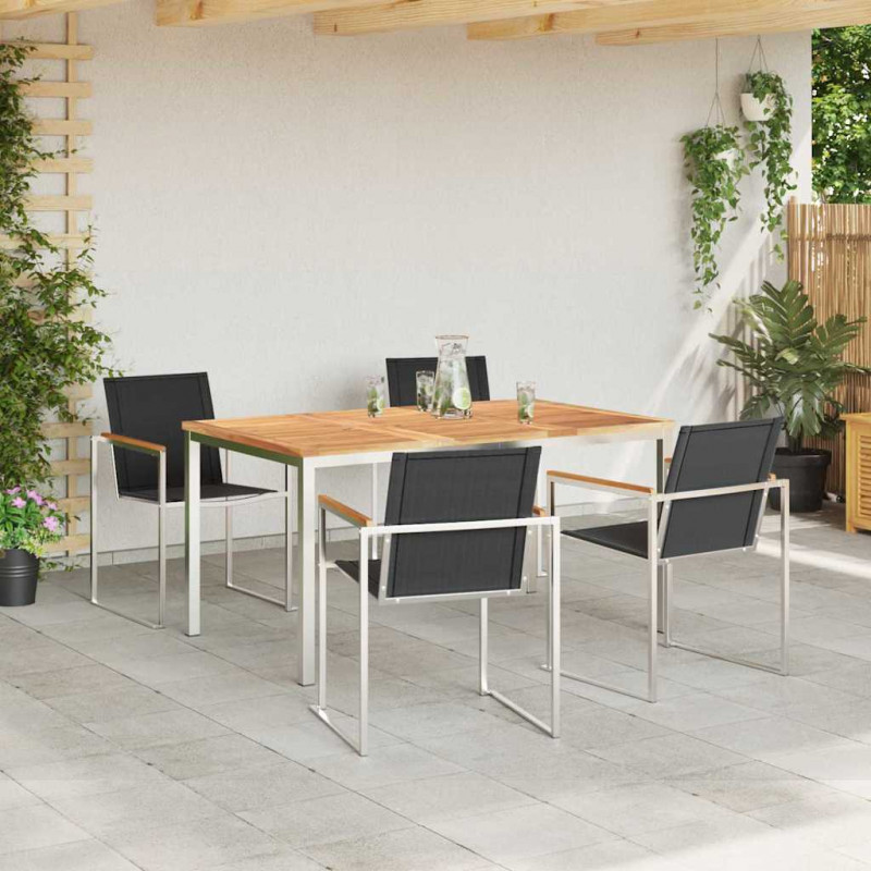 Zestaw do jadalni w ogrodzie 5 pcs Brązowy Lite drewno teakowe