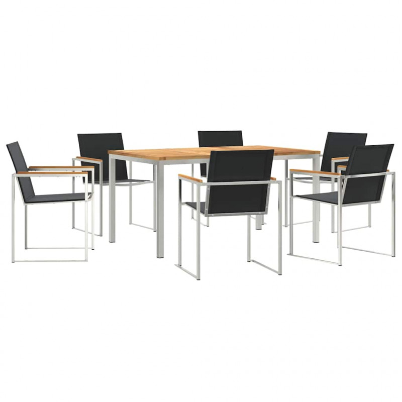 Zestaw do jadalni w ogrodzie 7 pcs Brązowy Lite drewno teakowe