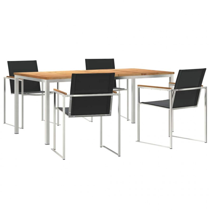 Zestaw do jadalni w ogrodzie 5 pcs Brązowy Lite drewno teakowe