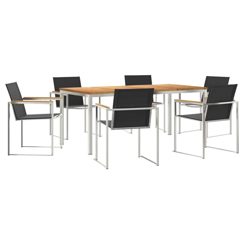 Zestaw do jadalni w ogrodzie 7 pcs Brązowy Lite drewno teakowe