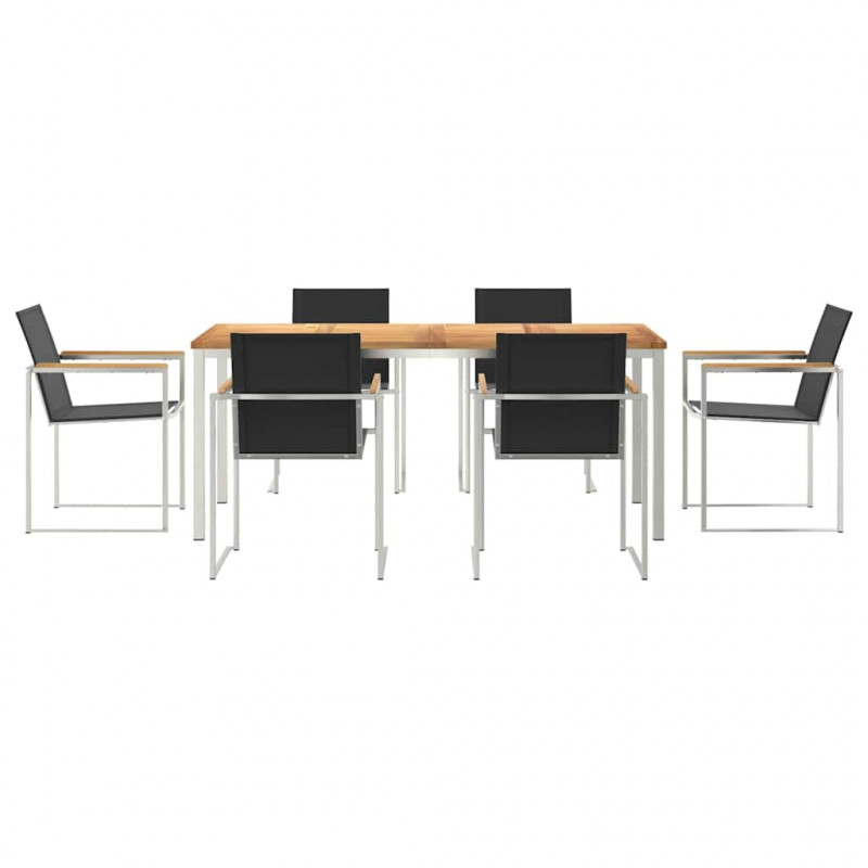 Zestaw do jadalni w ogrodzie 7 pcs Brązowy Lite drewno teakowe