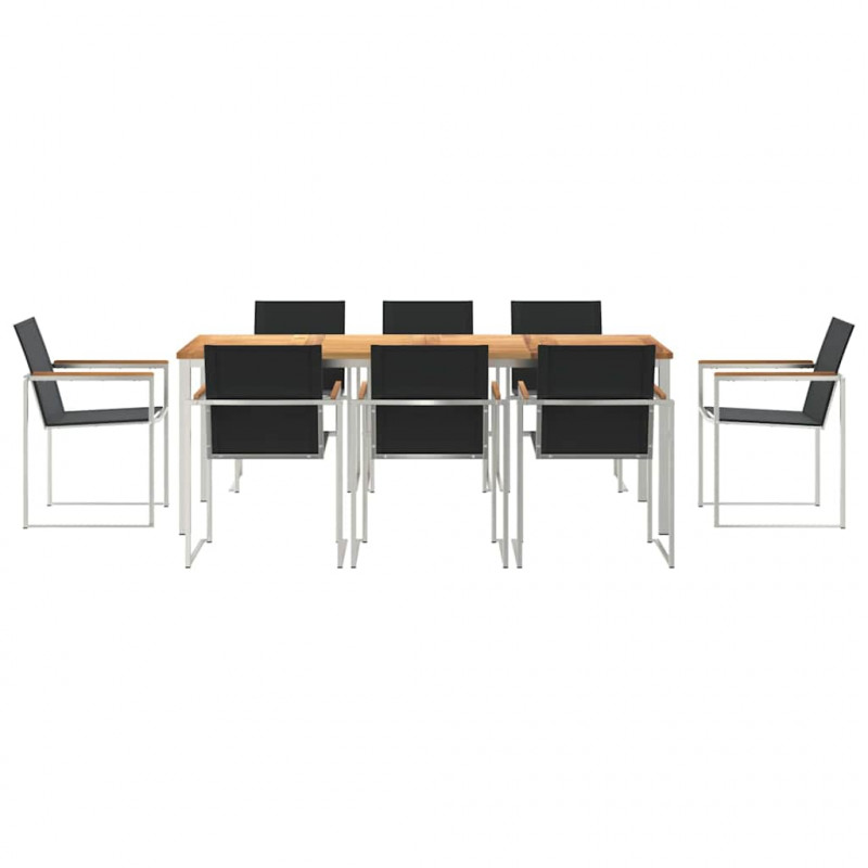 Zestaw do jadalni w ogrodzie 7 pcs Brązowy Lite drewno teakowe