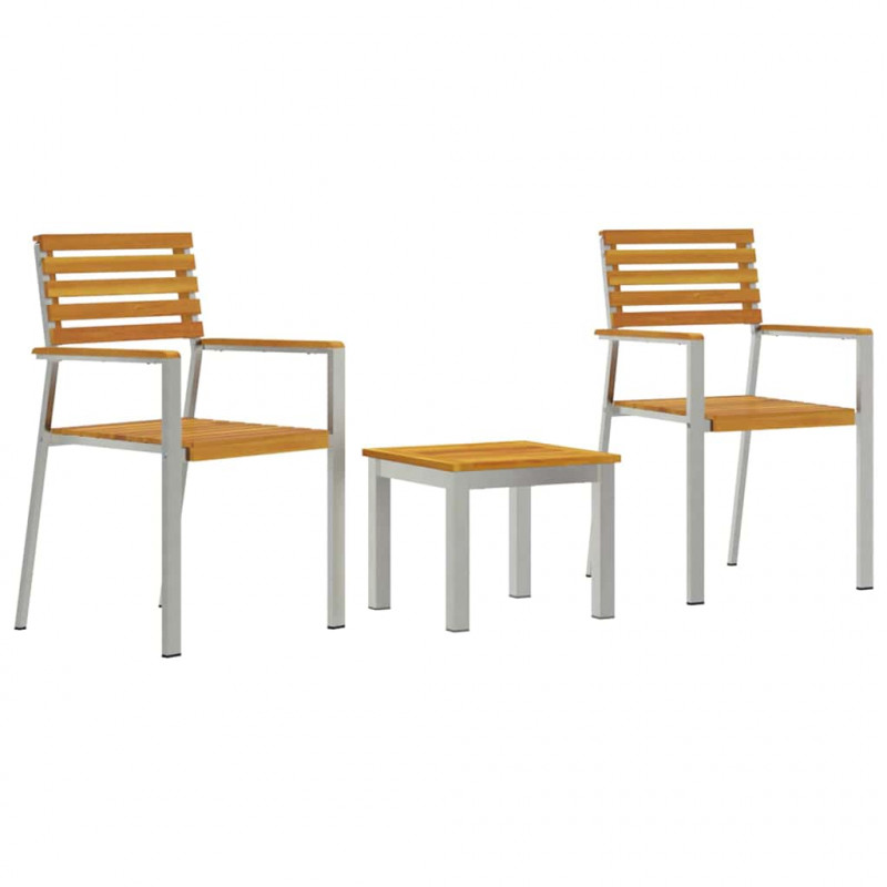 Zestaw do jadalni w ogrodzie 3 pcs Brązowy Lite Drewno Akacji