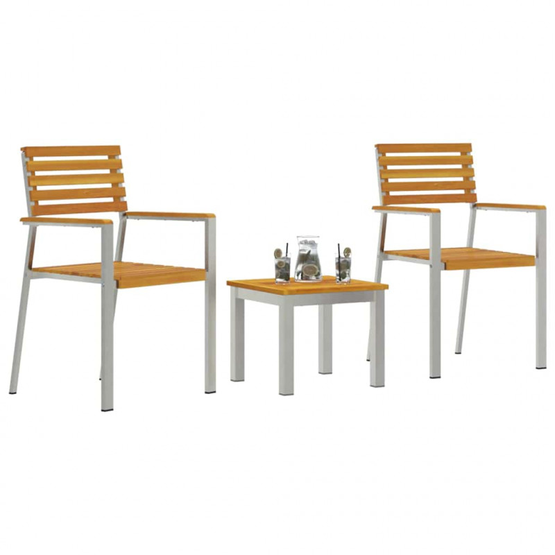Zestaw do jadalni w ogrodzie 3 pcs Brązowy Lite Drewno Akacji