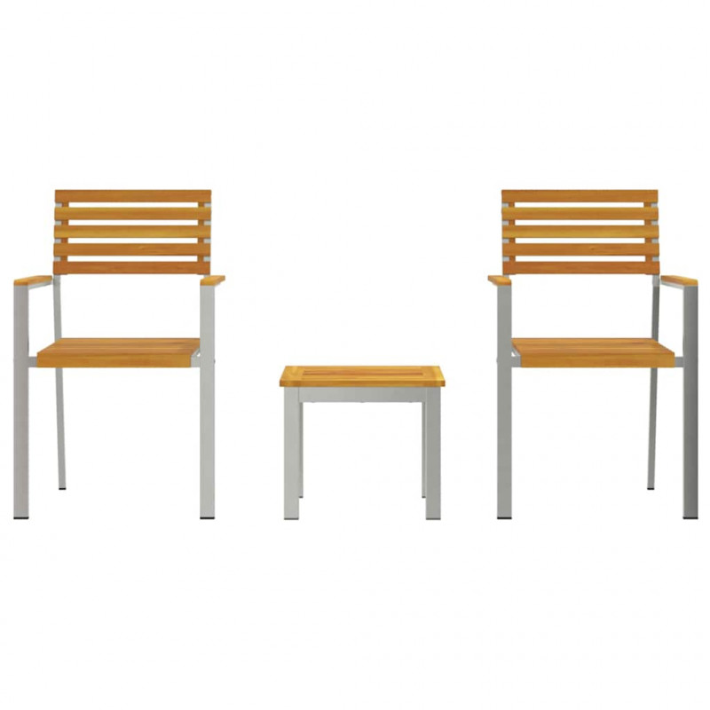 Zestaw do jadalni w ogrodzie 3 pcs Brązowy Lite Drewno Akacji