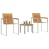 Leżak 3 pcs Brązowy Lite drewno teakowe