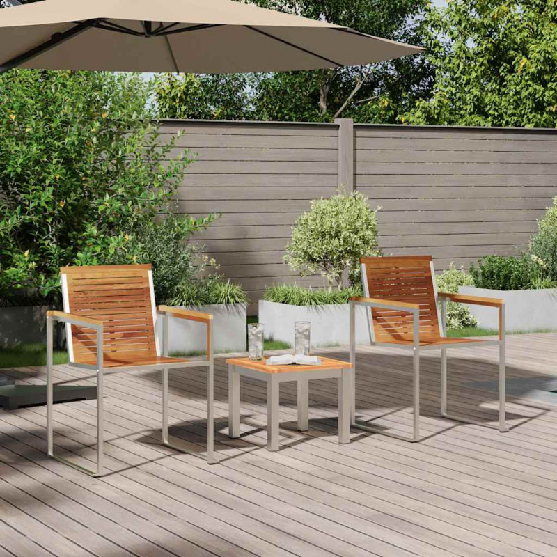 Leżak 3 pcs Brązowy Lite drewno teakowe