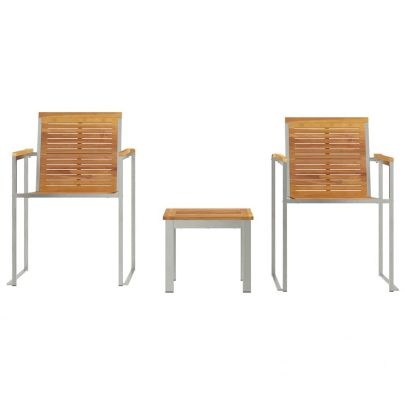 Leżak 3 pcs Brązowy Lite drewno teakowe