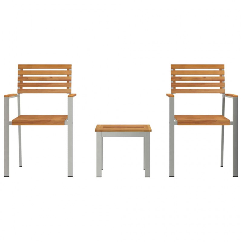 Zestaw do jadalni w ogrodzie 3 pcs Brązowy Lite drewno teakowe