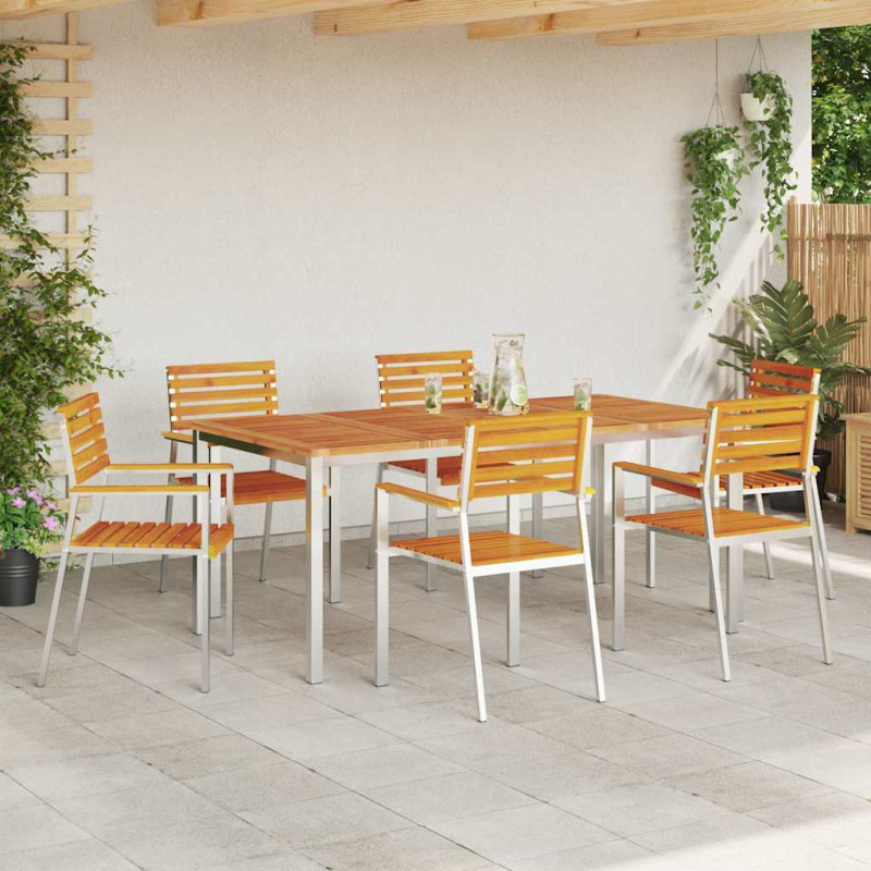 Krzesło Ogrodowe 6 pcs Olej Naturalny Lite Drewno Akacji