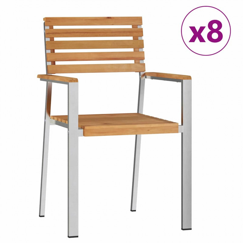 Krzesło Ogrodowe 8 pcs Olej Naturalny Lite drewno teakowe