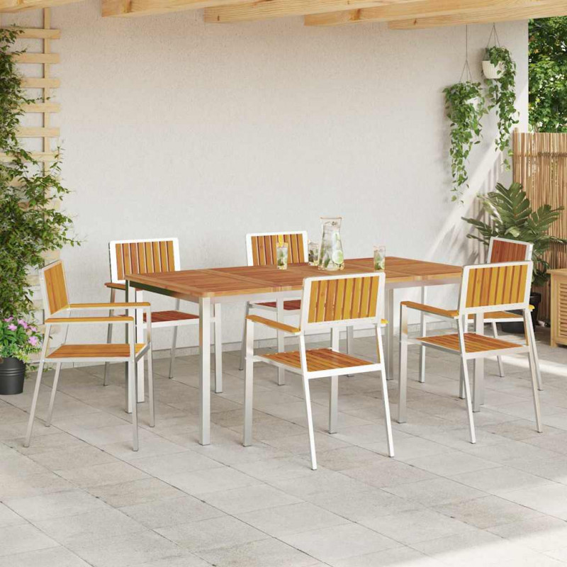 Krzesło Ogrodowe 6 pcs Brązowy Lite Drewno Akacji