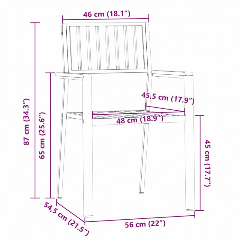Krzesło Ogrodowe 8 pcs Brązowy Lite Drewno Akacji