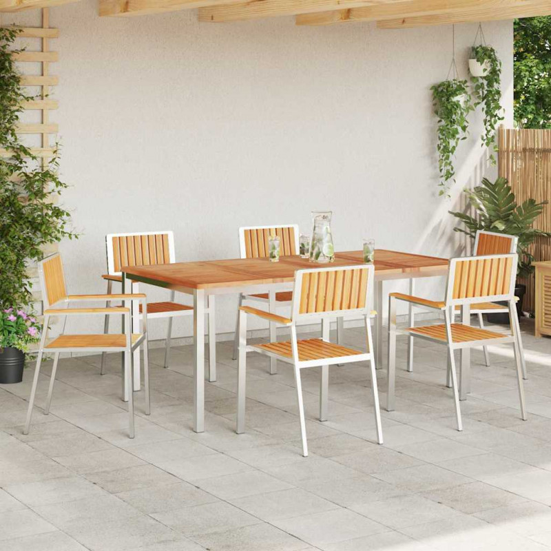 Krzesło Ogrodowe 6 pcs Brązowy Lite drewno teakowe