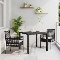 Zestaw do jadalni w ogrodzie 3 pcs Czarny polirattan