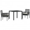 Zestaw do jadalni w ogrodzie 3 pcs Czarny polirattan