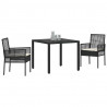 Zestaw do jadalni w ogrodzie 3 pcs Czarny polirattan