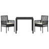 Zestaw do jadalni w ogrodzie 3 pcs Czarny polirattan