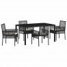 Zestaw do jadalni w ogrodzie 5 pcs Czarny polirattan