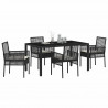 Zestaw do jadalni w ogrodzie 5 pcs Czarny polirattan