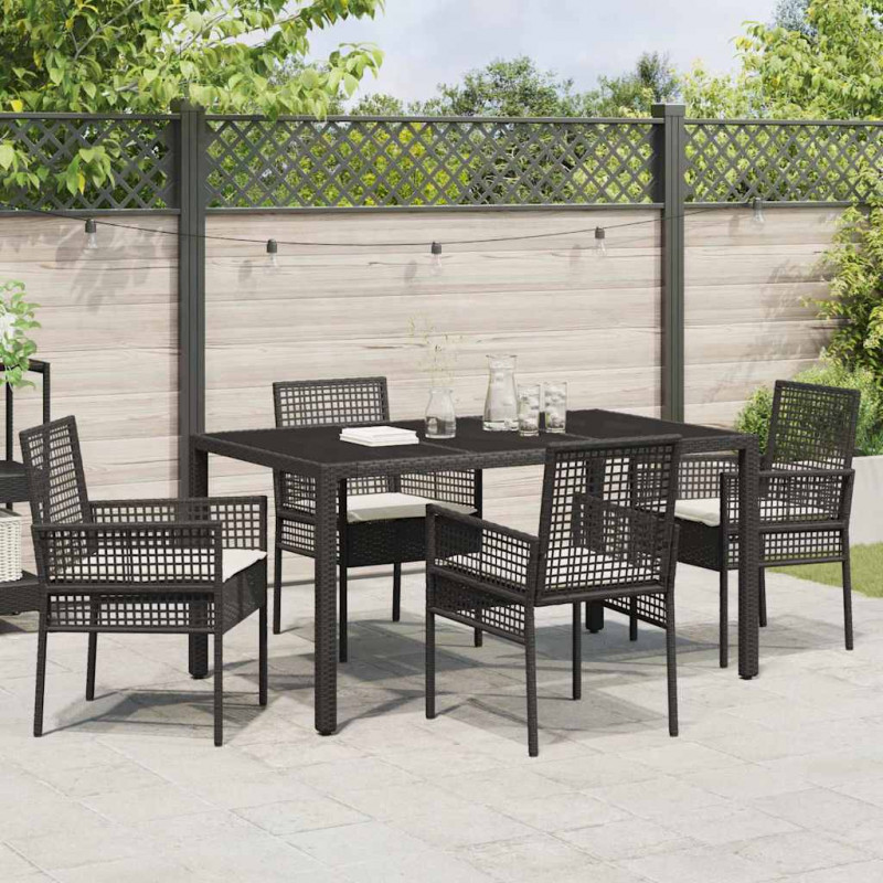 Zestaw do jadalni w ogrodzie 5 pcs Czarny polirattan