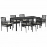 Zestaw do jadalni w ogrodzie 7 pcs Czarny polirattan