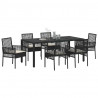 Zestaw do jadalni w ogrodzie 7 pcs Czarny polirattan