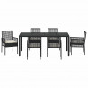 Zestaw do jadalni w ogrodzie 7 pcs Czarny polirattan