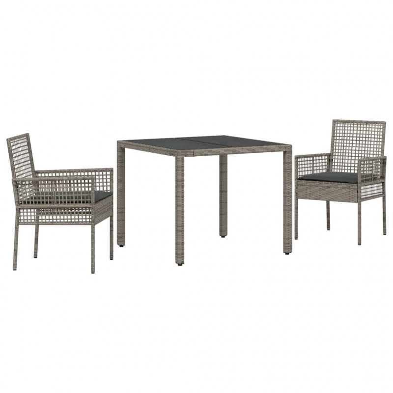 Zestaw do jadalni w ogrodzie 3 pcs Szary polirattan