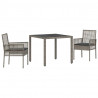 Zestaw do jadalni w ogrodzie 3 pcs Szary polirattan