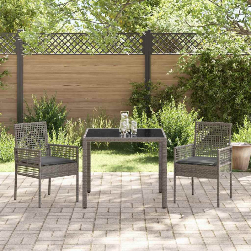 Zestaw do jadalni w ogrodzie 3 pcs Szary polirattan