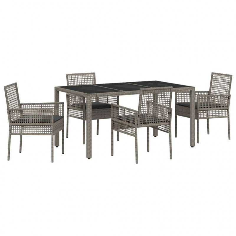 Zestaw do jadalni w ogrodzie 5 pcs Szary polirattan