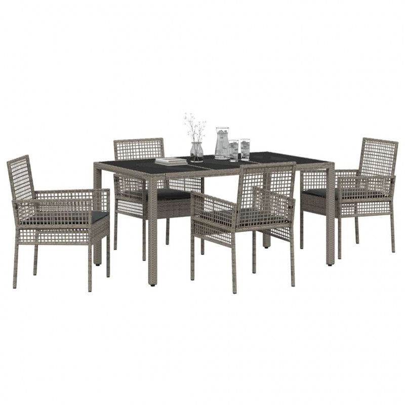 Zestaw do jadalni w ogrodzie 5 pcs Szary polirattan