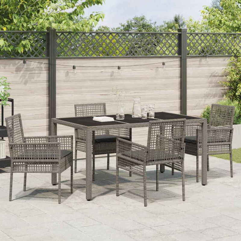 Zestaw do jadalni w ogrodzie 5 pcs Szary polirattan