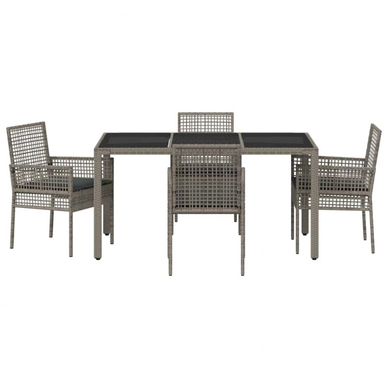 Zestaw do jadalni w ogrodzie 5 pcs Szary polirattan