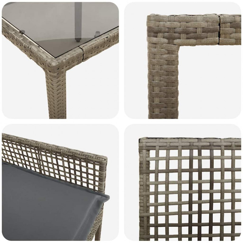 Zestaw do jadalni w ogrodzie 5 pcs Szary polirattan