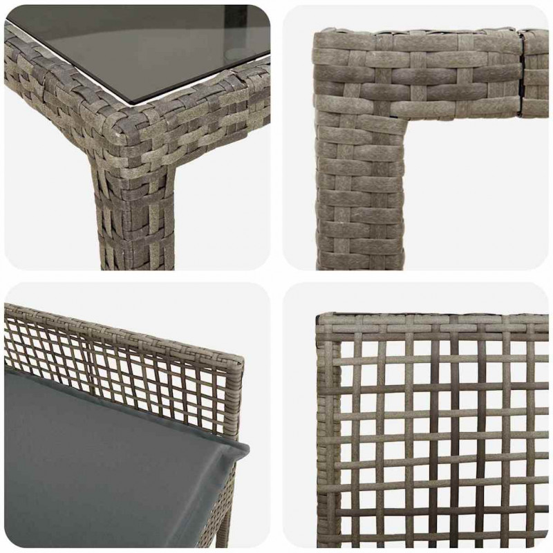 Zestaw do jadalni w ogrodzie 9 pcs Szary polirattan