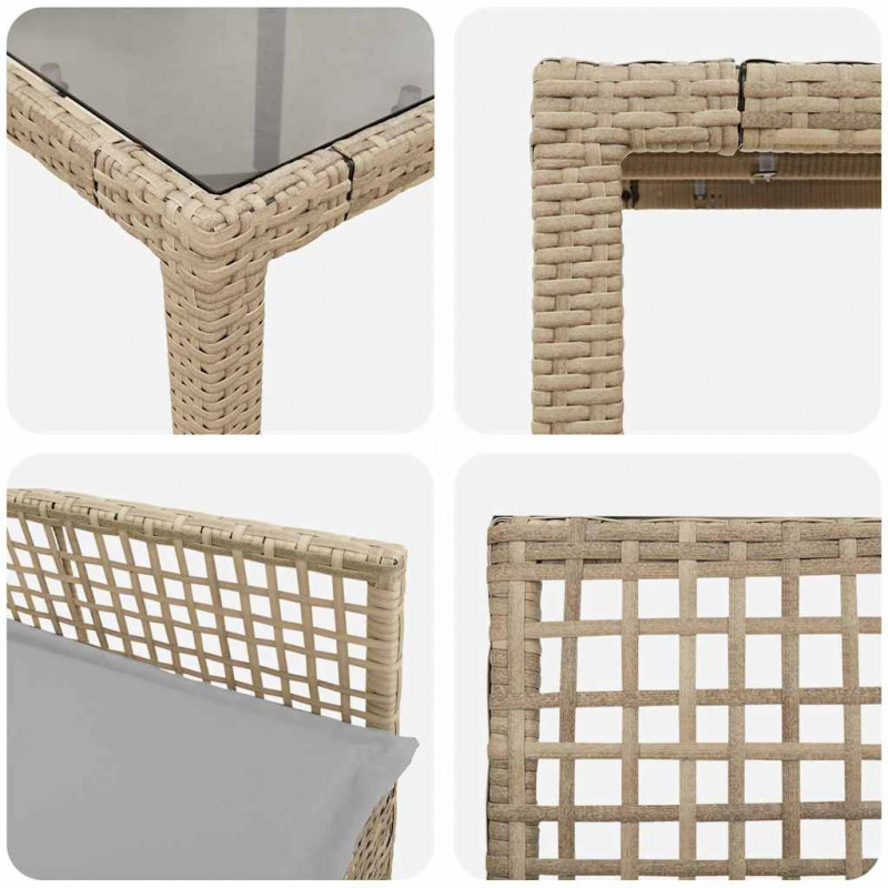 Zestaw do jadalni w ogrodzie 7 pcs Beżowy polirattan