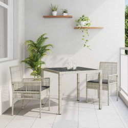 Zestaw do jadalni w ogrodzie 3 pcs Jasnoszary polirattan