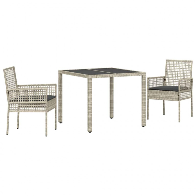 Zestaw do jadalni w ogrodzie 3 pcs Jasnoszary polirattan