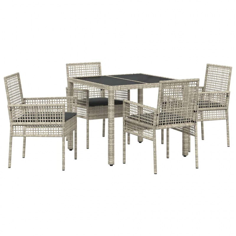 Zestaw do jadalni w ogrodzie 5 pcs Jasnoszary polirattan