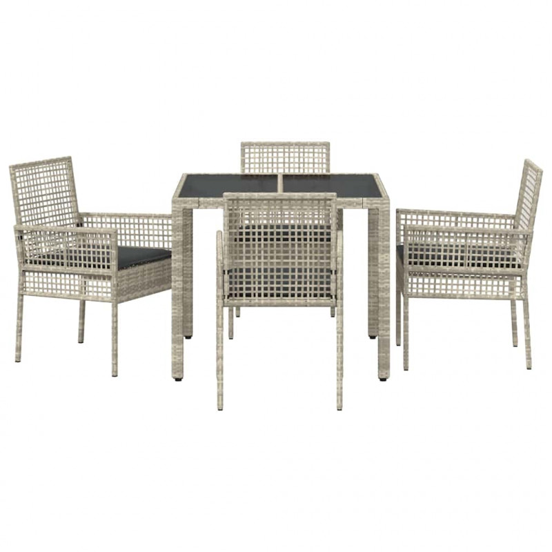 Zestaw do jadalni w ogrodzie 5 pcs Jasnoszary polirattan