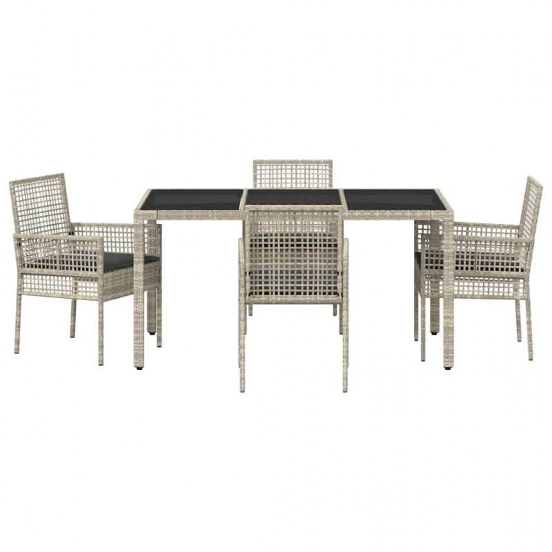 Zestaw do jadalni w ogrodzie 5 pcs Jasnoszary polirattan