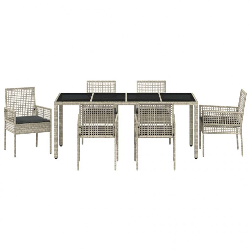Zestaw do jadalni w ogrodzie 7 pcs Jasnoszary polirattan
