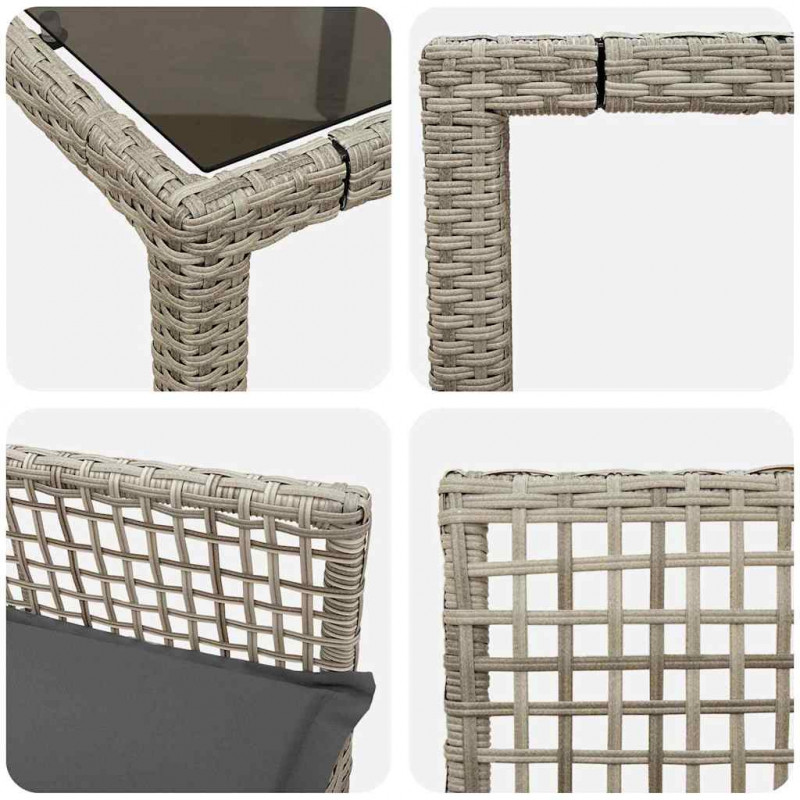 Zestaw do jadalni w ogrodzie 9 pcs Jasnoszary polirattan